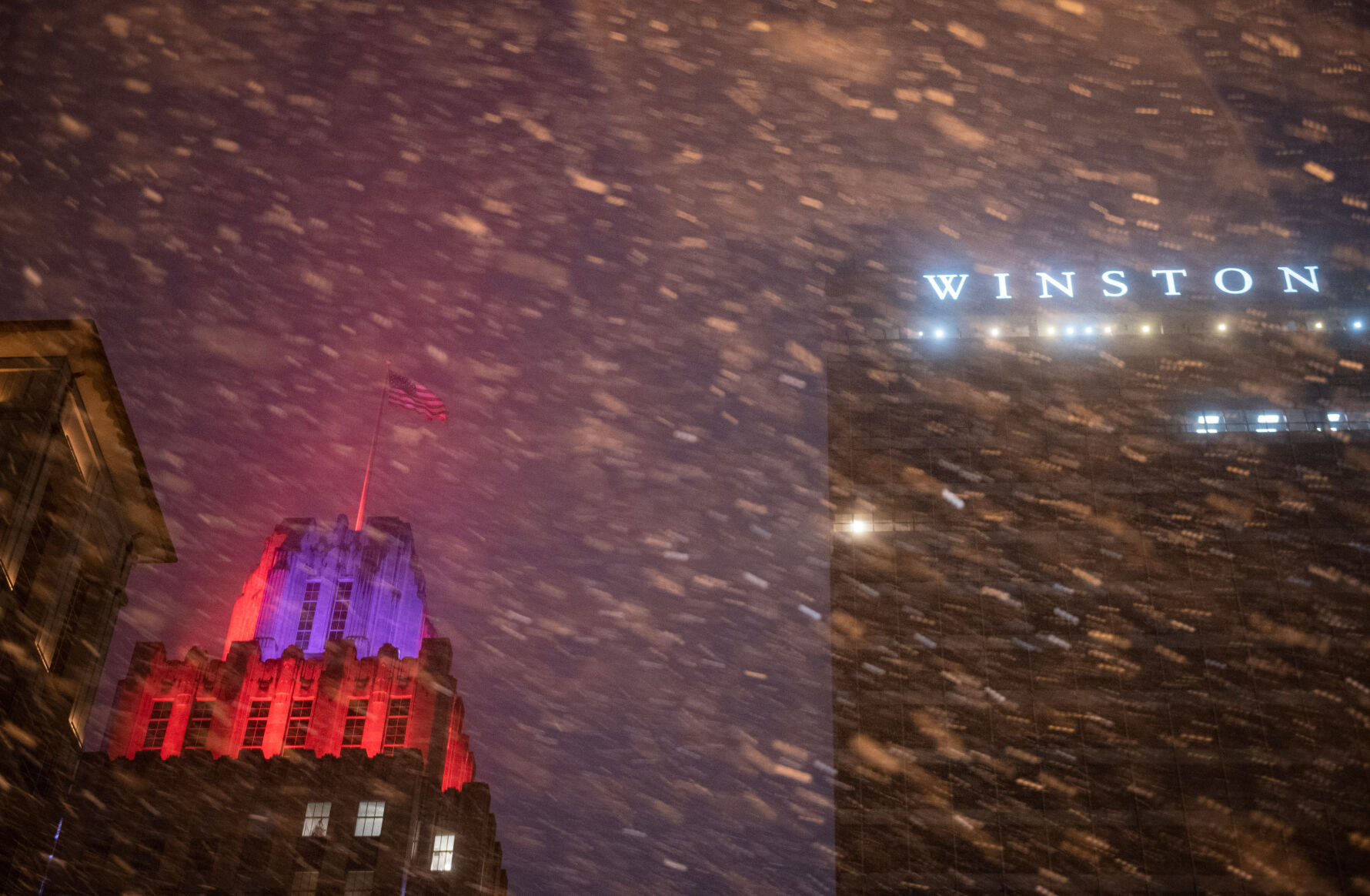 Snowfall in Downtown Winston